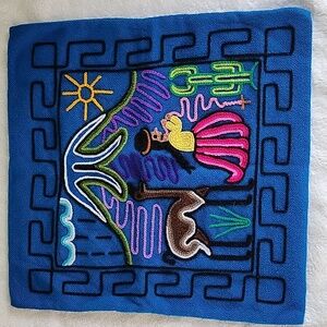 Handmade Yarn Art. Pillow Cover Or Wall Art. Beautiful Colors And Design.